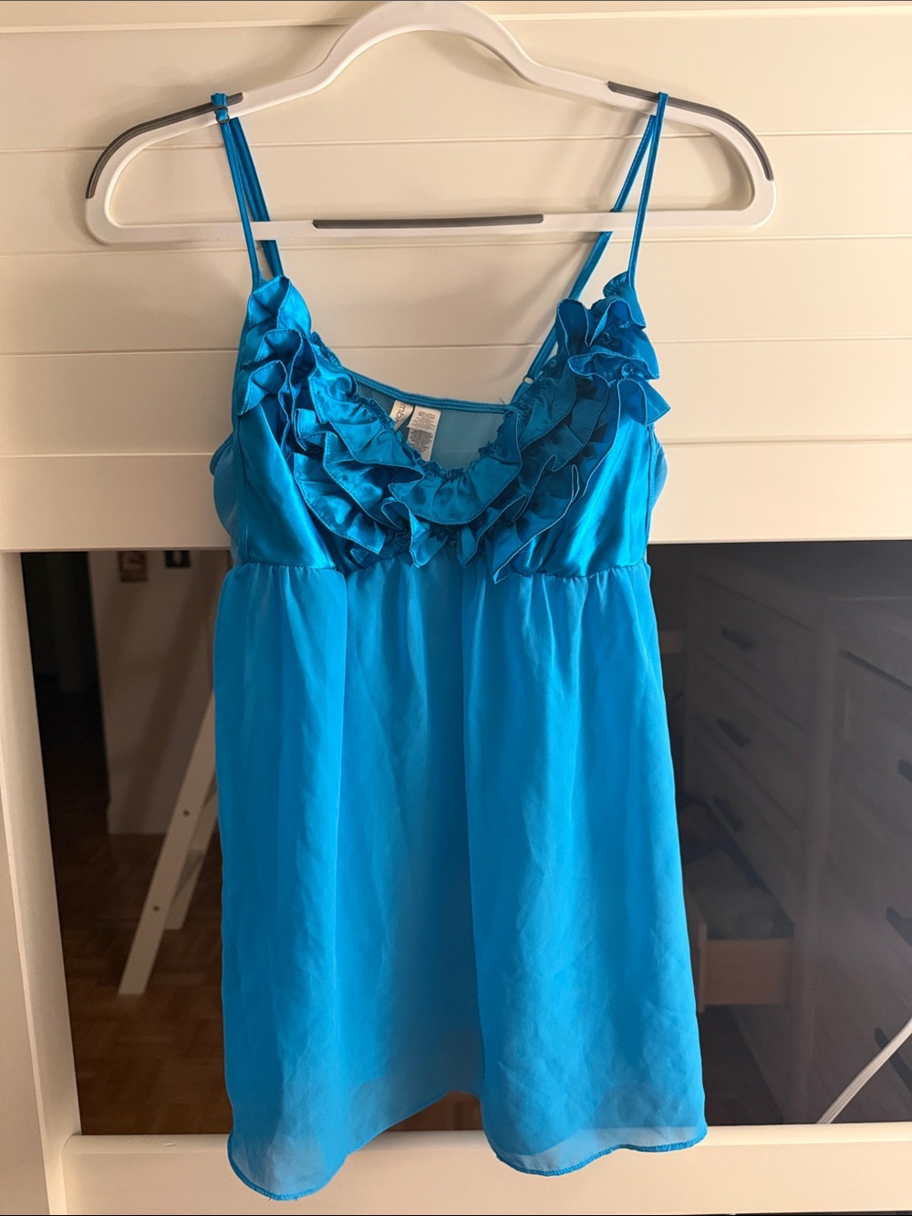 Bright Blue Ruffle Cami Slip Top